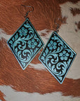 3D Print Western Tooled Floral Earrings Made in America Choice of Colors