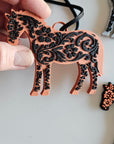 Baha Ranch 3D Print Floral Tooled Horse Charm or Keychain Made in America