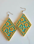 3D Print Western Tooled Floral Earrings Made in America Choice of Colors