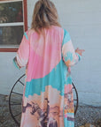 Baha Ranch Retro Pop Western Button Up Shirt Dress Duster