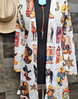 Baha Ranch Vintage Cowboy Collage Western Lightweight Cardigan
