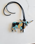 Baha Ranch 3D Print Turquoise Longhorn Made in America Keychain Magnet Purse Charm
