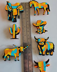 3d Printed Farm Western Longorn Horse Cow Magnet Made in America