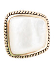 Roped White Mother of Pearl and Golden Statement Ring