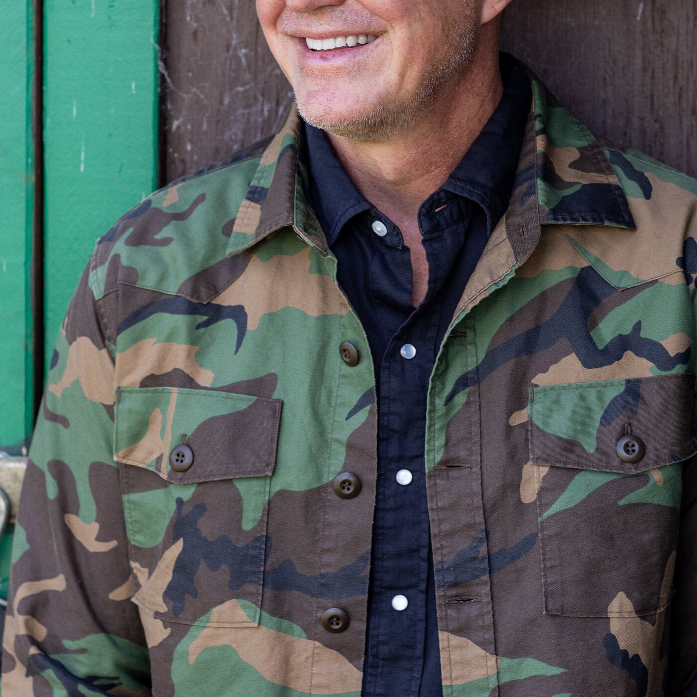 Camo Surplus Overshirt In Soft Cotton Garment Washed