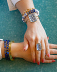 Santorini Cobalt Blue and White Golden Ring