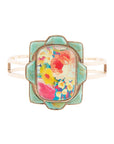 Scenic Floral Blue Turquoise and Golden Cuff Bracelet