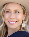 Scenic Floral Blue Turquoise Golden Earrings