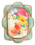 Scenic Floral Blue Turquoise Golden Ring