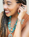 Sedona Blue Turquoise Goldtone Statement Cuff Bracelet