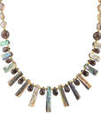 Sepia Sea Green Abalone Statement Golden Necklace