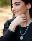 Sharp Blue Turquoise and Sterling Silver Cuff Bracelet