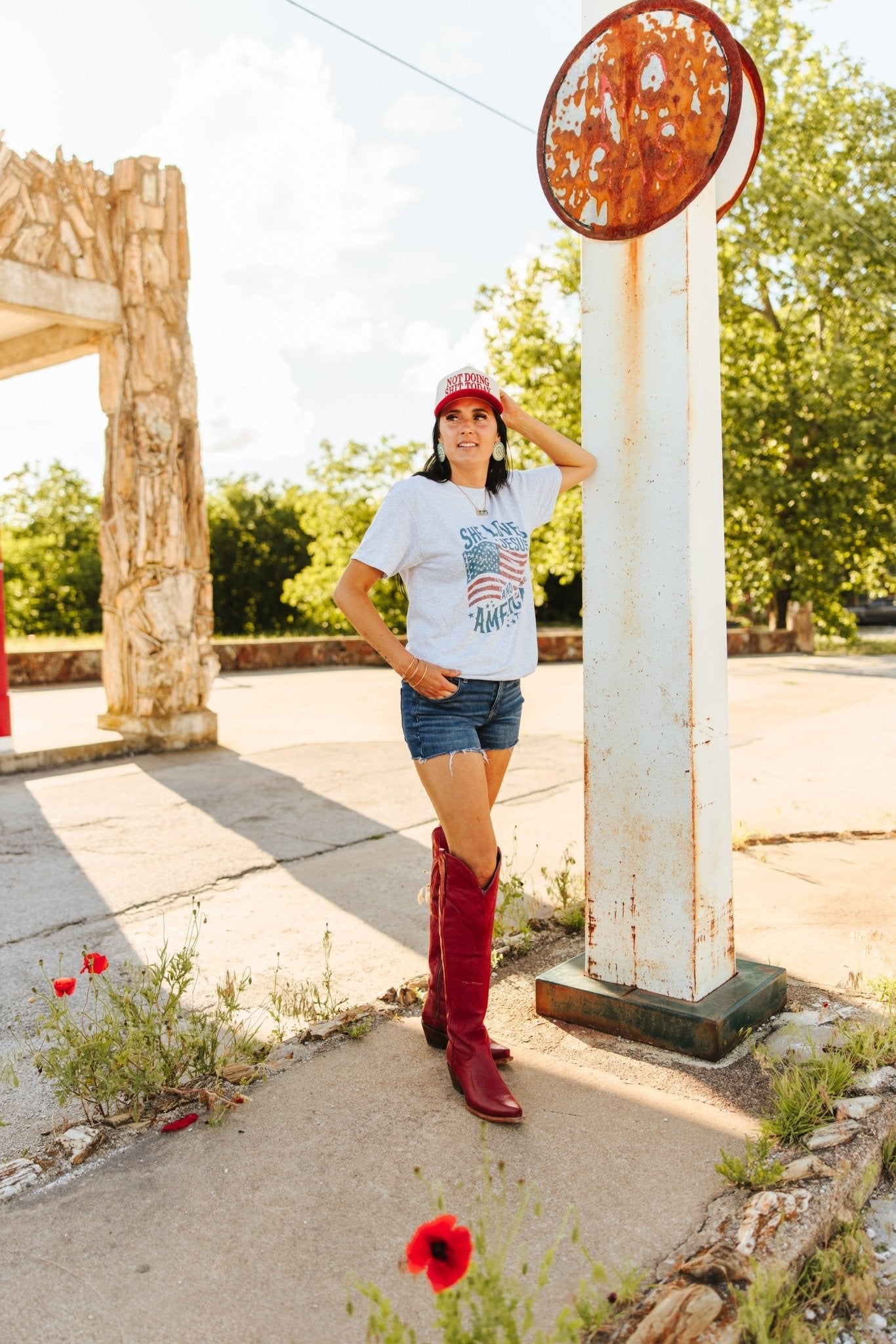 She Loves Jesus &amp; America Graphic Tee