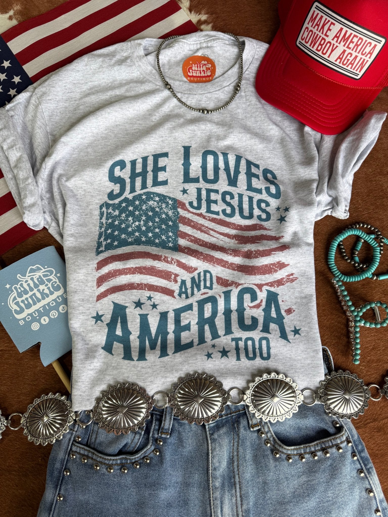 She Loves Jesus &amp; America Graphic Tee