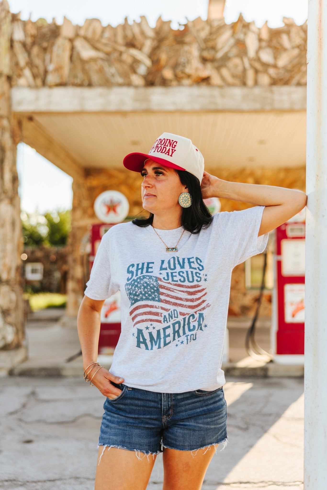 She Loves Jesus &amp; America Graphic Tee