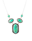 Shielded Lime Greeen Turquoise and Sterling SIlver Necklace