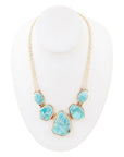 Slabs of Blue Turquoise Golden Statement Necklace