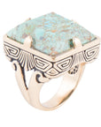 Square Statement Blue Turquoise Golden Ring