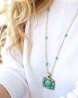 Squared Up Green Turquoise Pendant Necklace