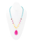 St. Augustine Pink Agate Golden Pendant Necklace