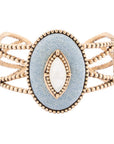 Blue Denim Dreams White Mother of Pearl Golden Cuff Bracelet