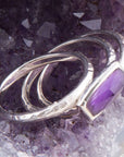 Stacking Hammered Purple Amethyst and Sterling Silver Ring Set