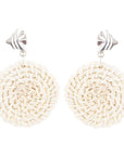 Sterling Silver Tan Rattan Statement Earrings