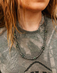 Sterling Silver Turquoise Flat Bead Necklace
