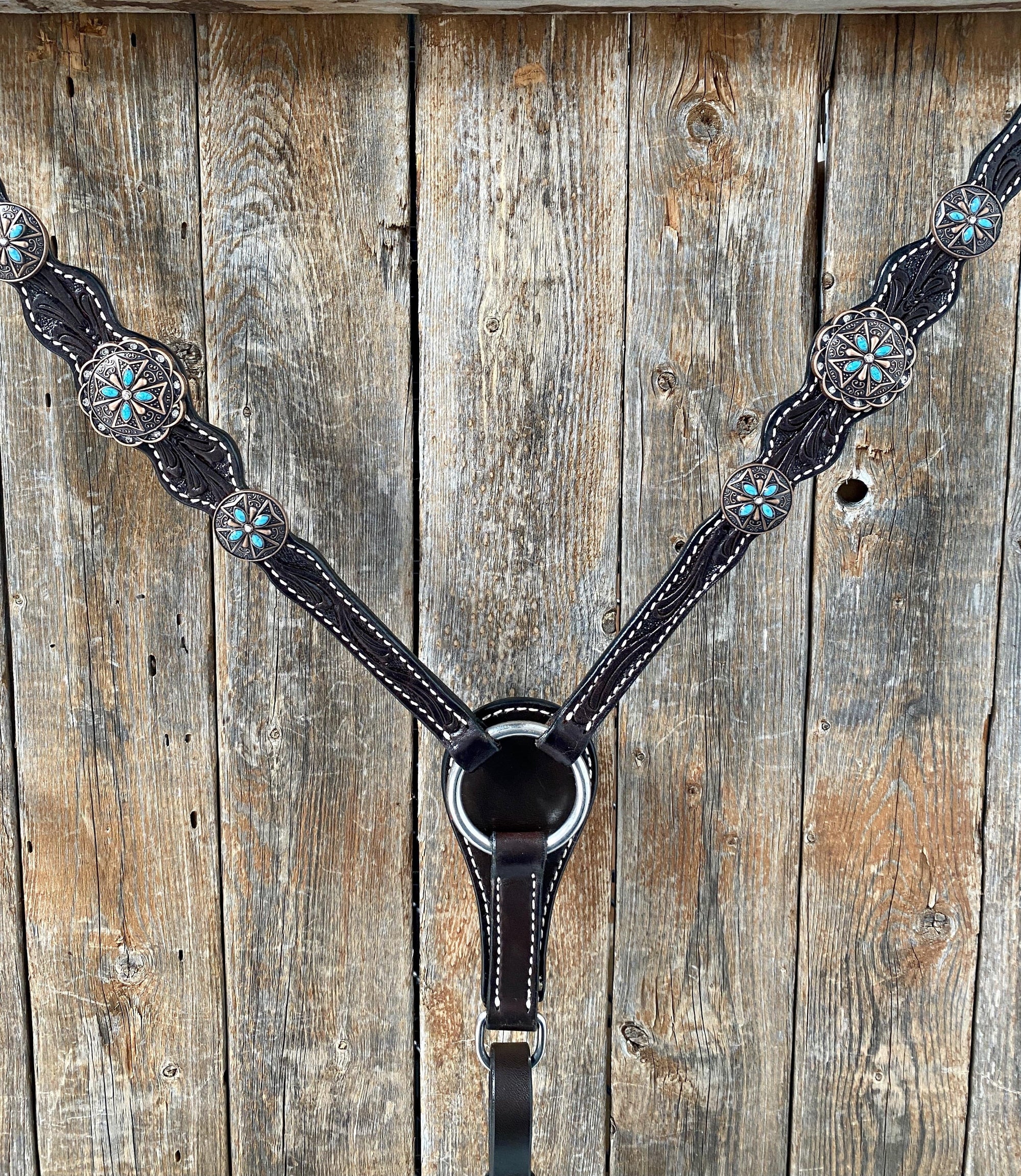 Dark Oil One Ear Headstall &amp; Breastcollar Set 
