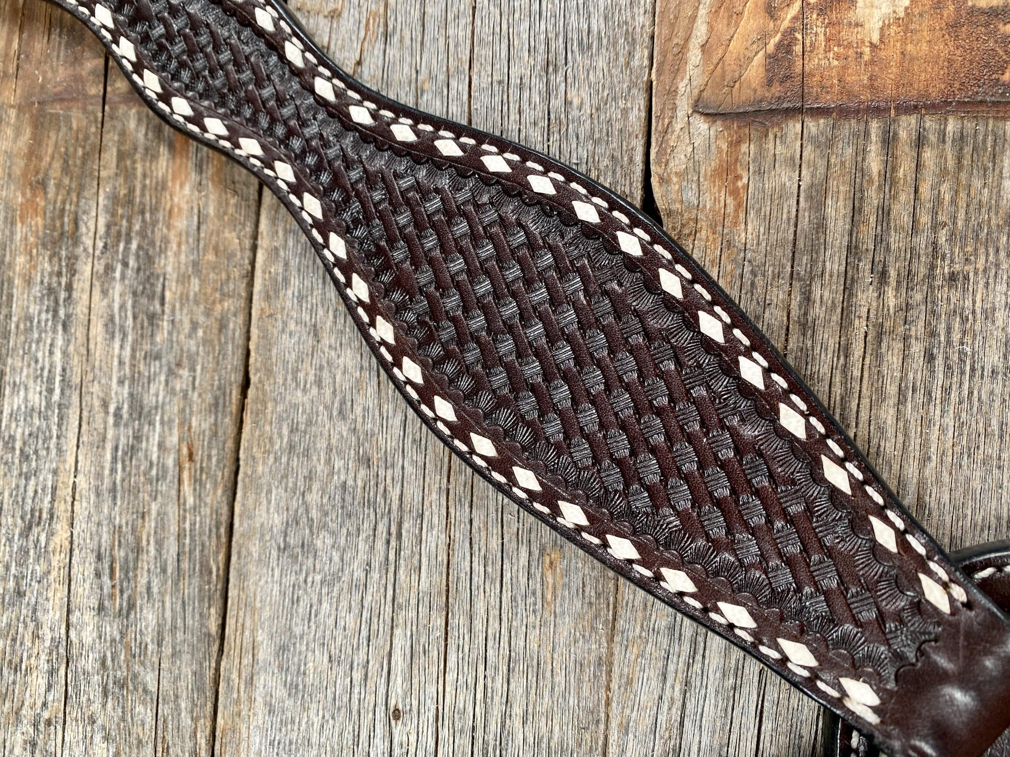 Dark Oil Basketweave Buckstitch Breastcollar