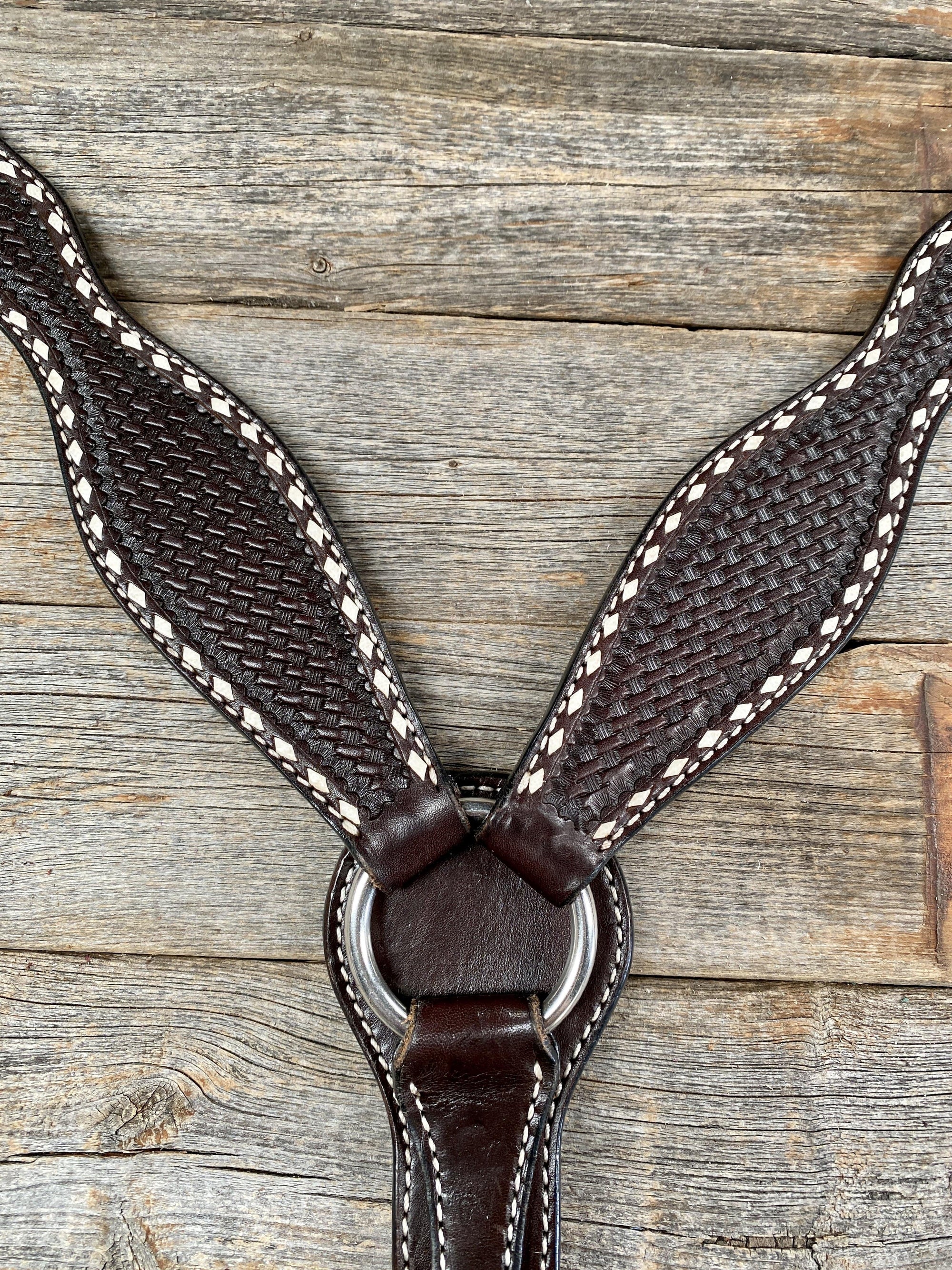 Dark Oil Basketweave Buckstitch Breastcollar