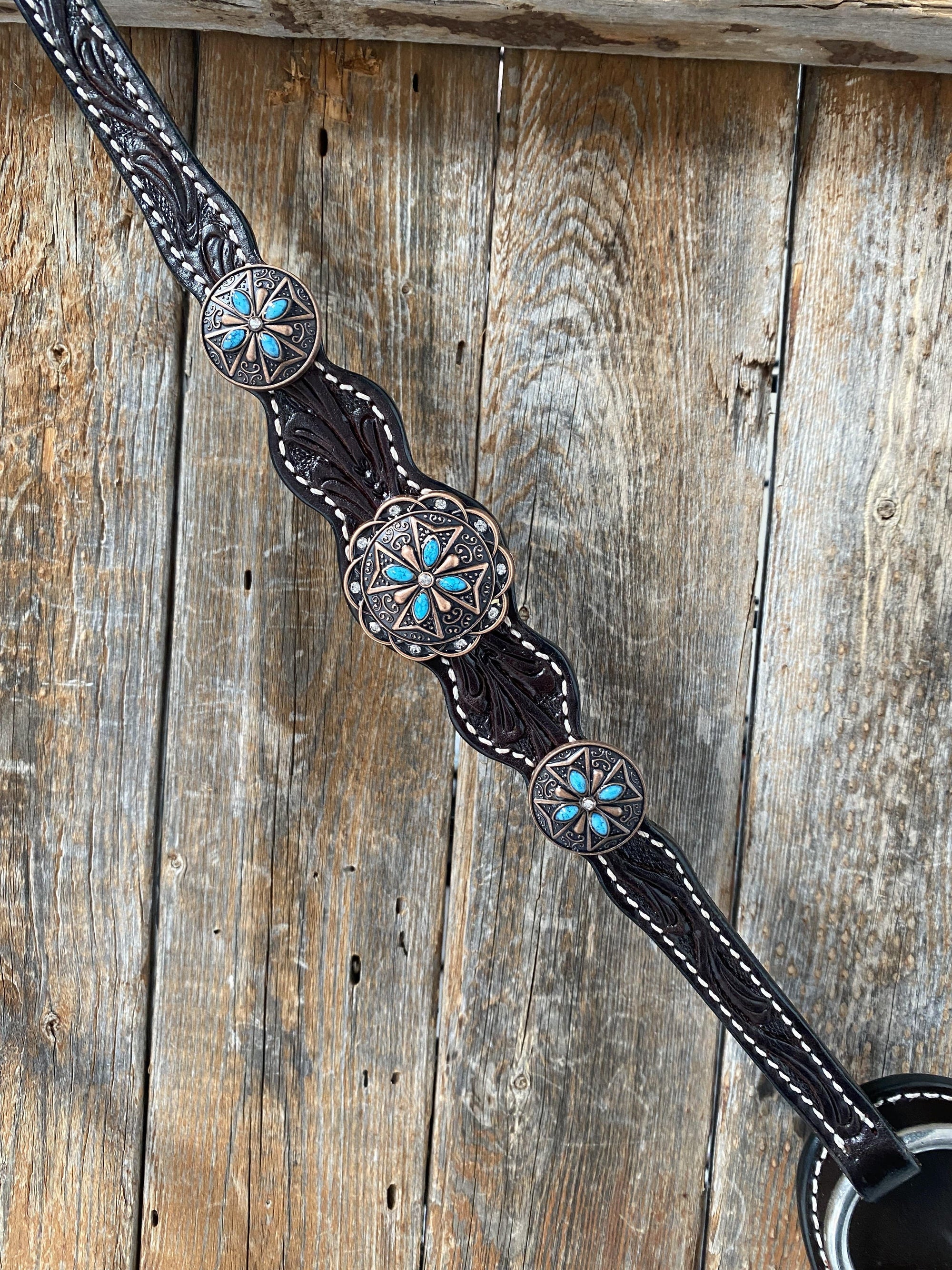 Dark Oil One Ear Headstall &amp; Breastcollar Set 