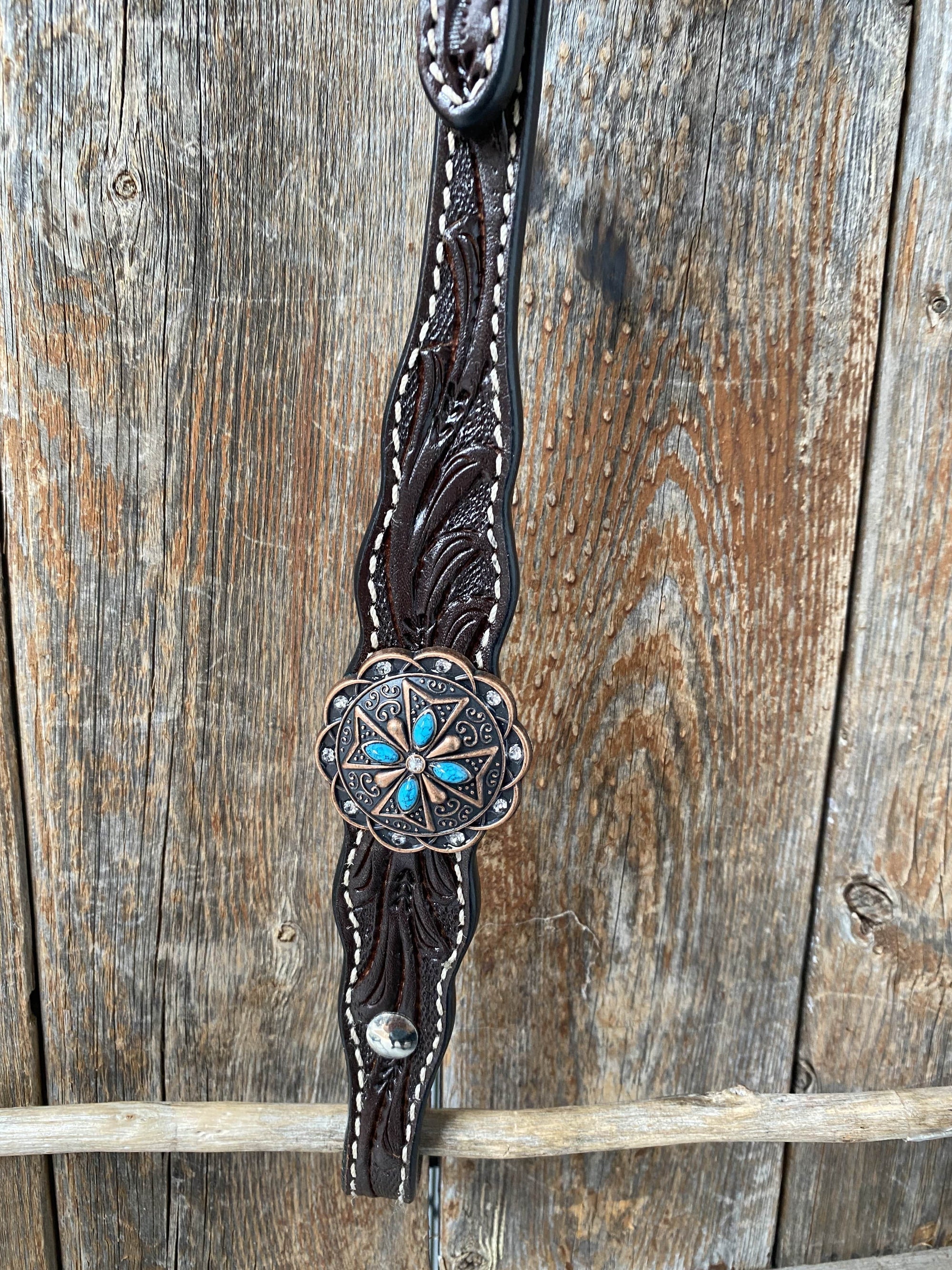 Dark Oil One Ear Headstall &amp; Breastcollar Set 
