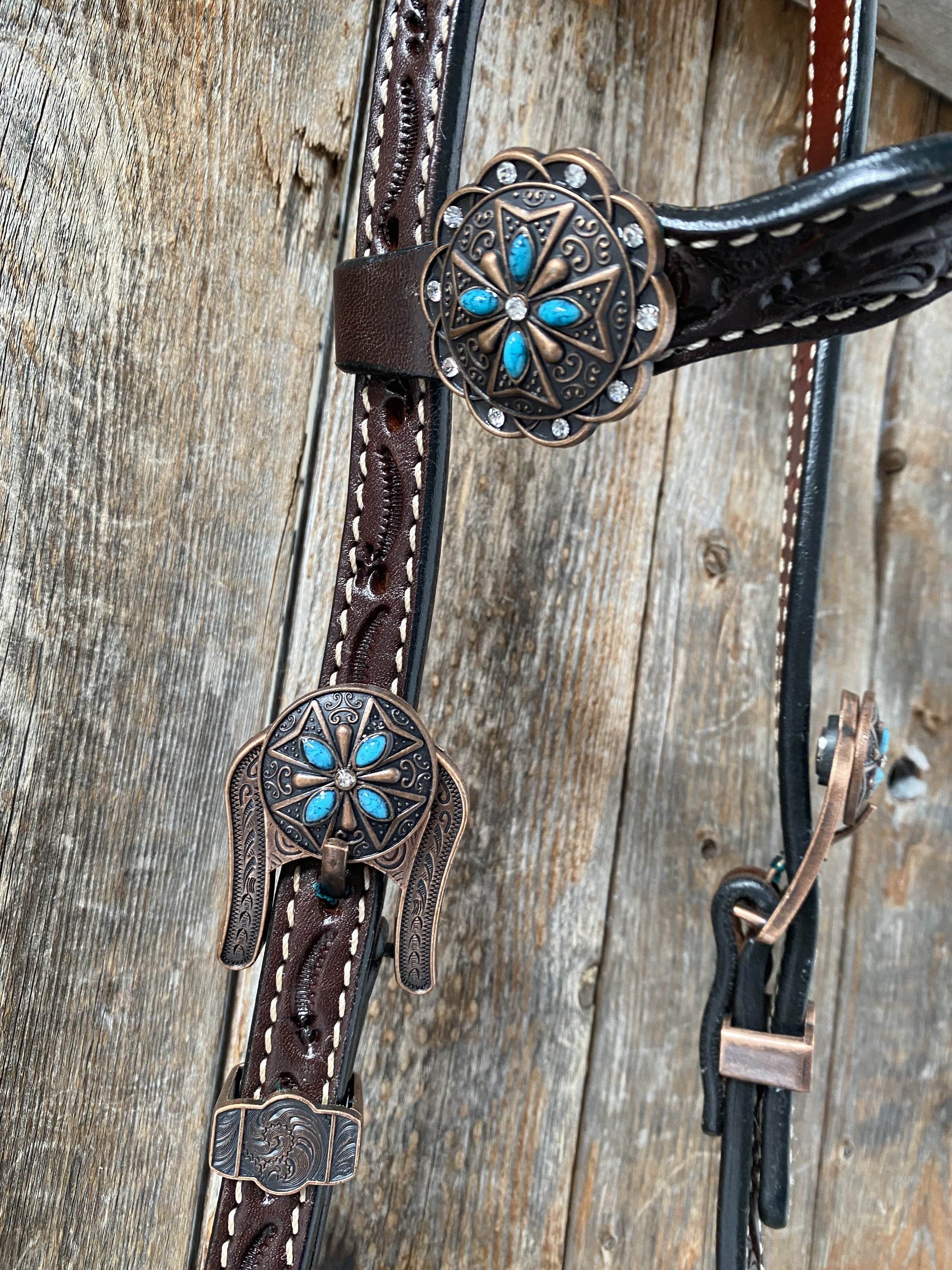 Dark Oil One Ear Headstall &amp; Breastcollar Set 