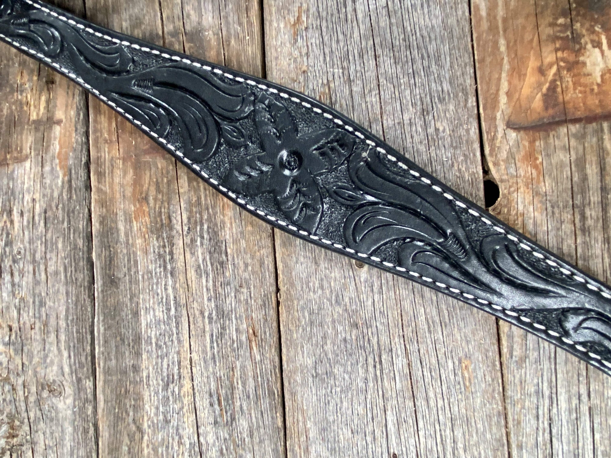 Floral Tooled Black Breastcollar 