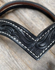 Floral V Browband Black Headstall / Bridle