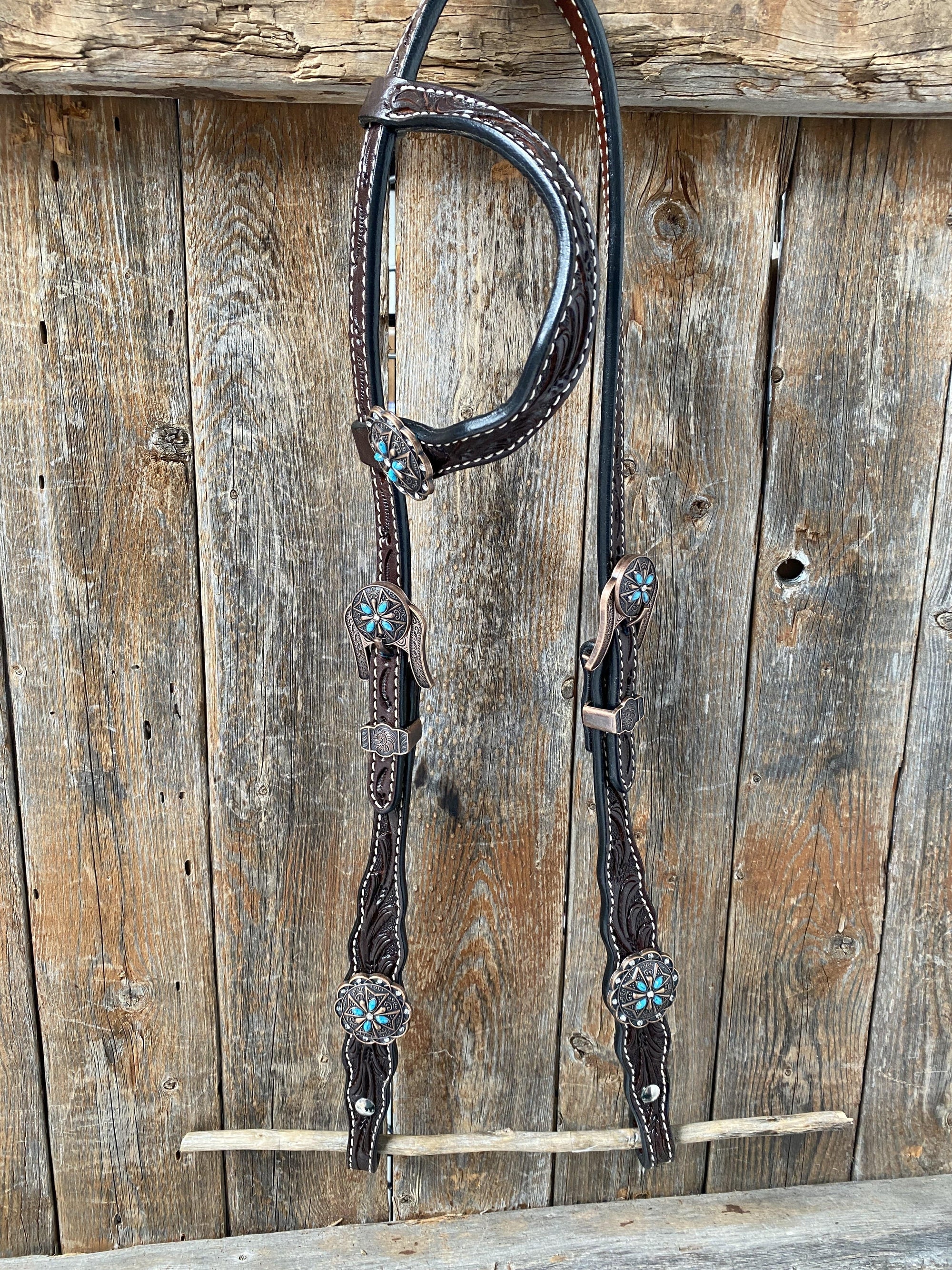 Dark Oil One Ear Headstall &amp; Breastcollar Set 