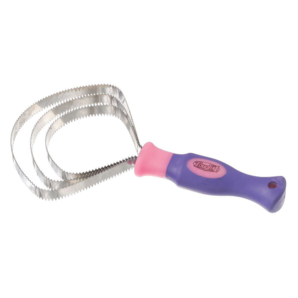 Tough 1 Horse Great Grips Metal Curry Comb Steel 3 Blade Pink Purple