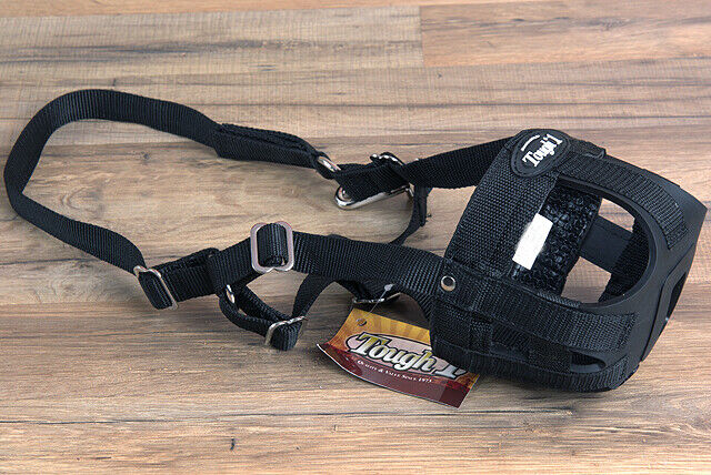 Tough 1 Poly Nylon Black Pony Horse Grazing Muzzle W/ Throat Snap &amp; Ring