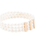 Triple Freshwater White Pearl Classic Golden Stretch Bracelet