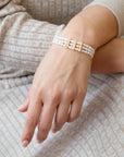 Triple Freshwater White Pearl Classic Golden Stretch Bracelet