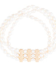 Triple Freshwater White Pearl Classic Golden Stretch Bracelet