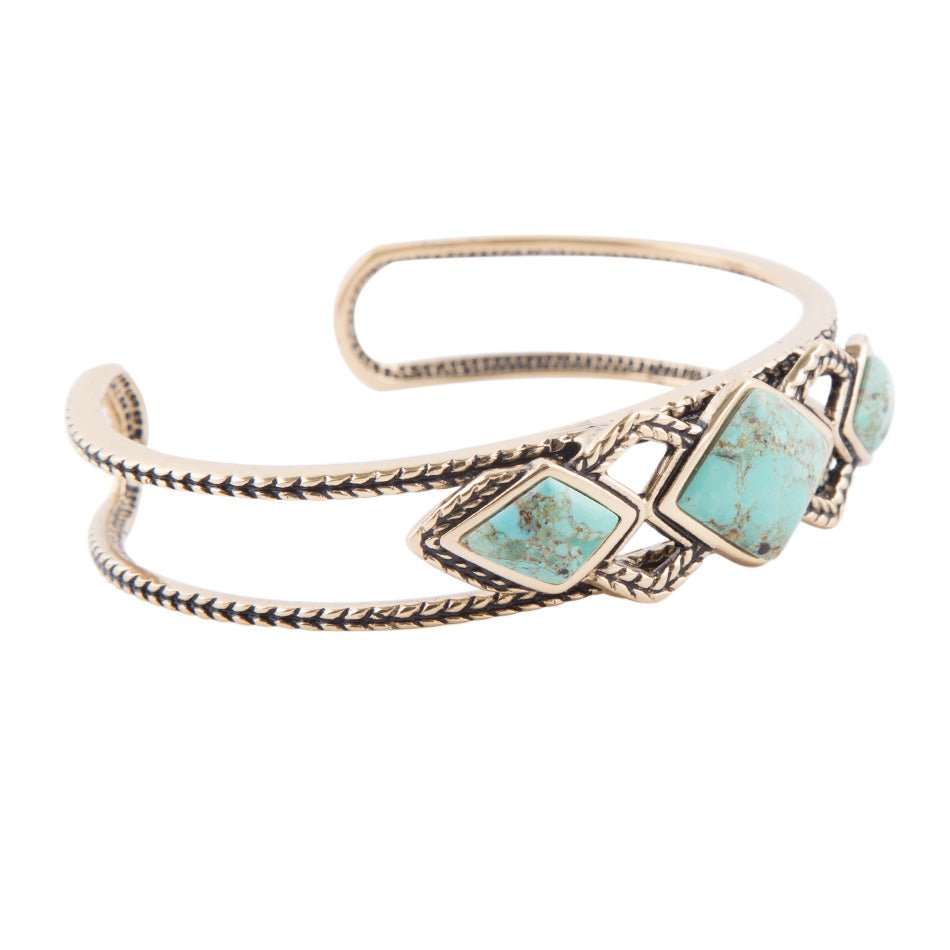 Blue Turquoise and Golden Cuff Bracelet