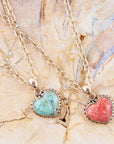 Turquoise Heart Pendant and Bronze Necklace