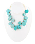 Turquoise Magnesite Slab Golden Necklace