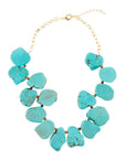 Turquoise Magnesite Slab Golden Necklace