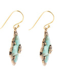 Blue Turquoise Maltese Golden Cross Earrings