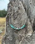 Turquoise Nugget And Pearls Chain Necklace