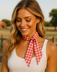 Red and White Western Skinny Mini Wild Rag Scarf / Cowgirl Necktie 