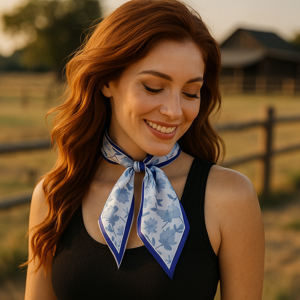 Blue Western Skinny Mini Wild Rag Scarf / Cowgirl Necktie  